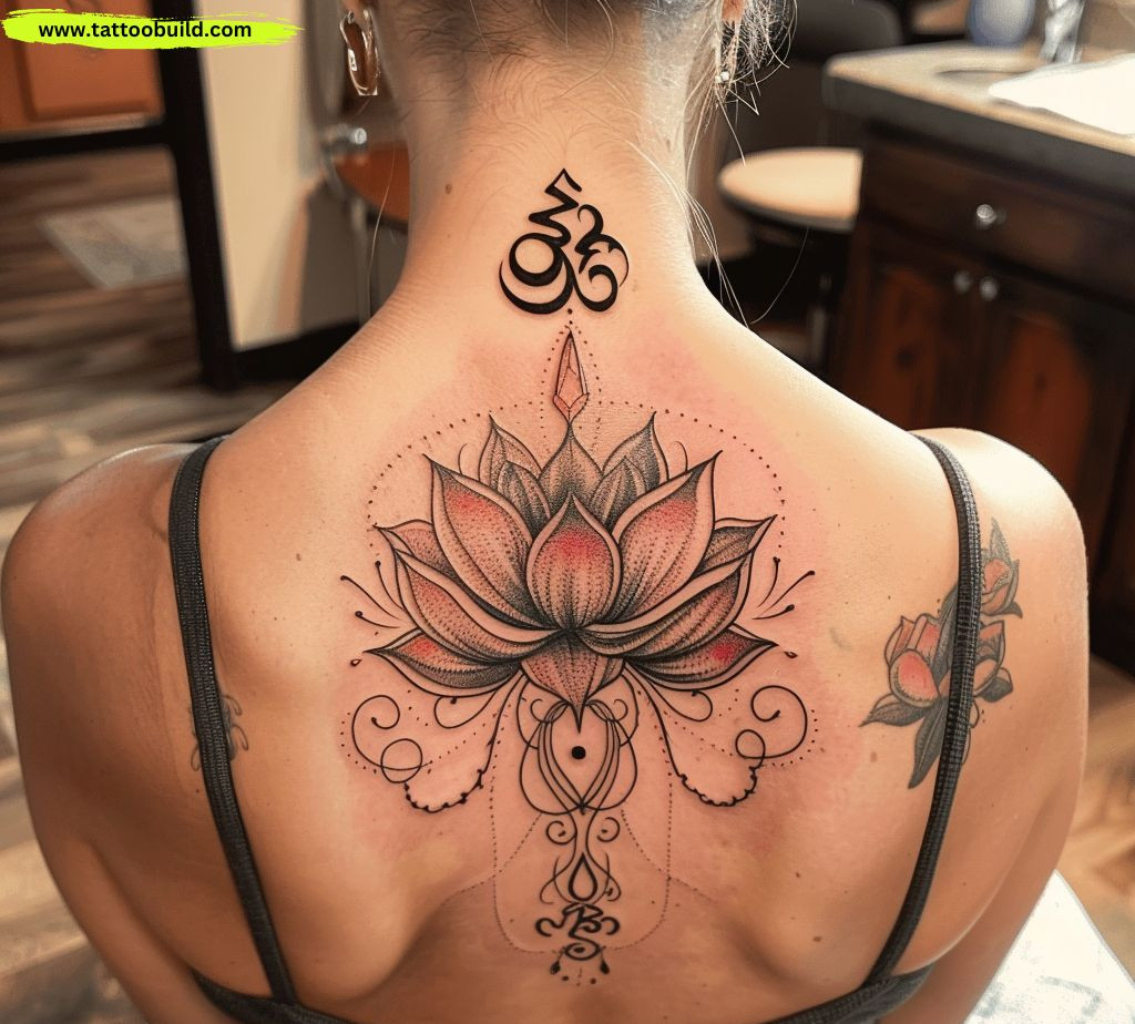 lotus and Om symbol tattoo idea 