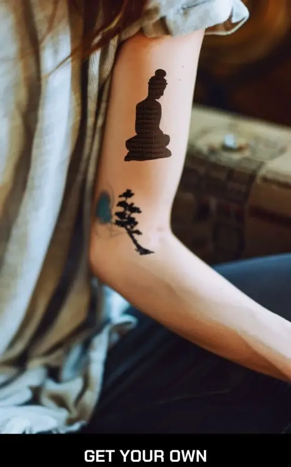 silhouette female buddha tattoo