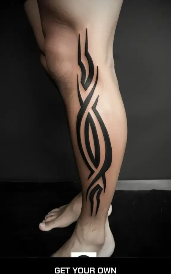 tribal leg tattoo