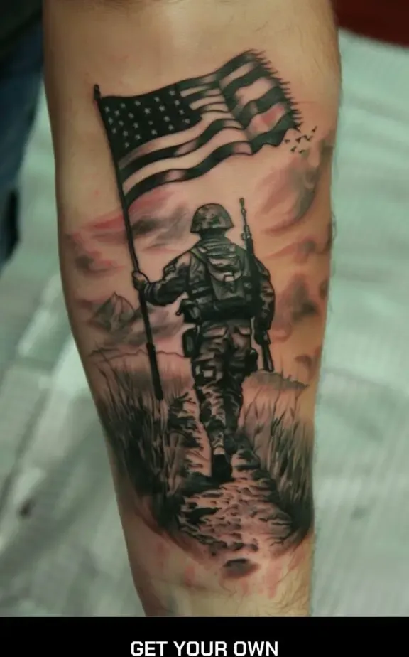 American flag and eagle tattoo