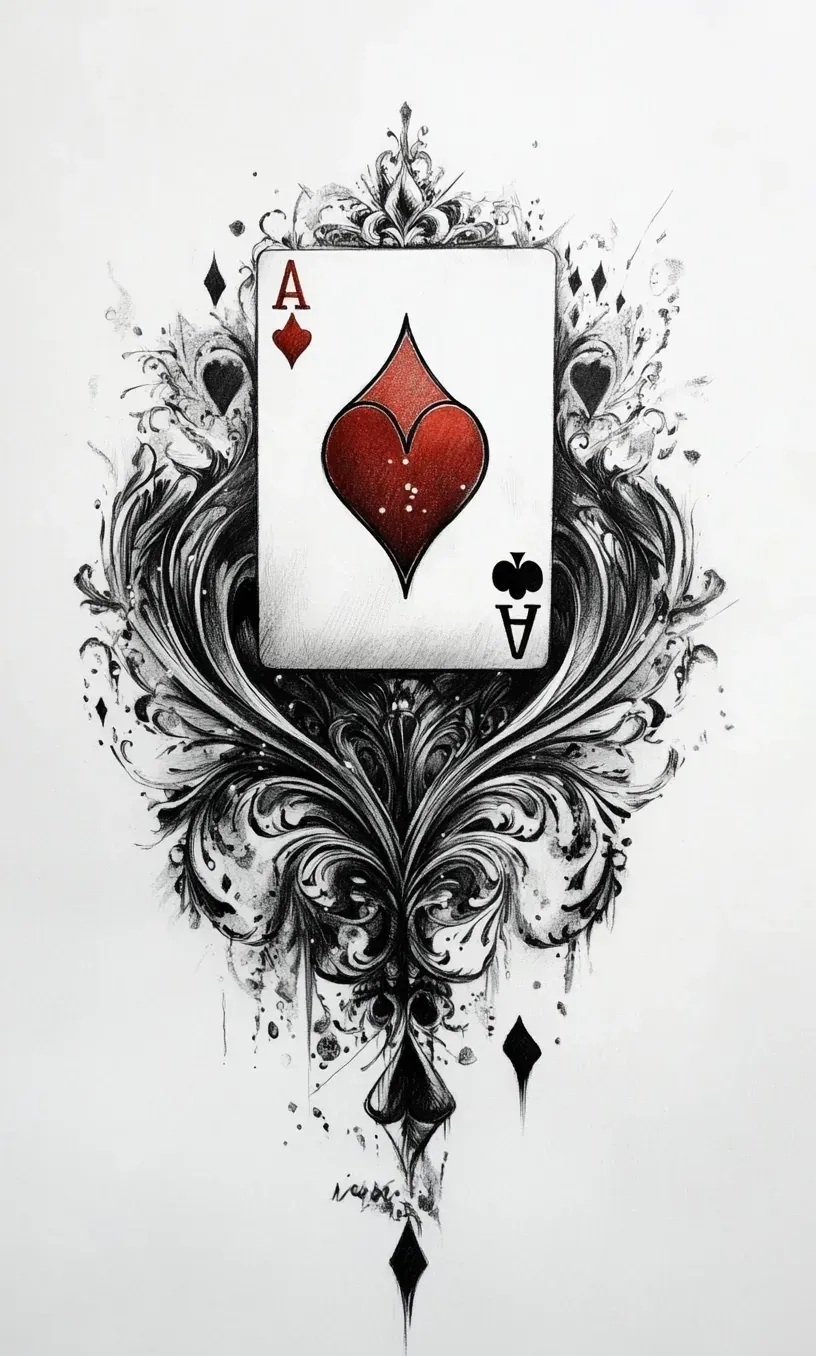 Playing Cards Tattoo Drawing-18