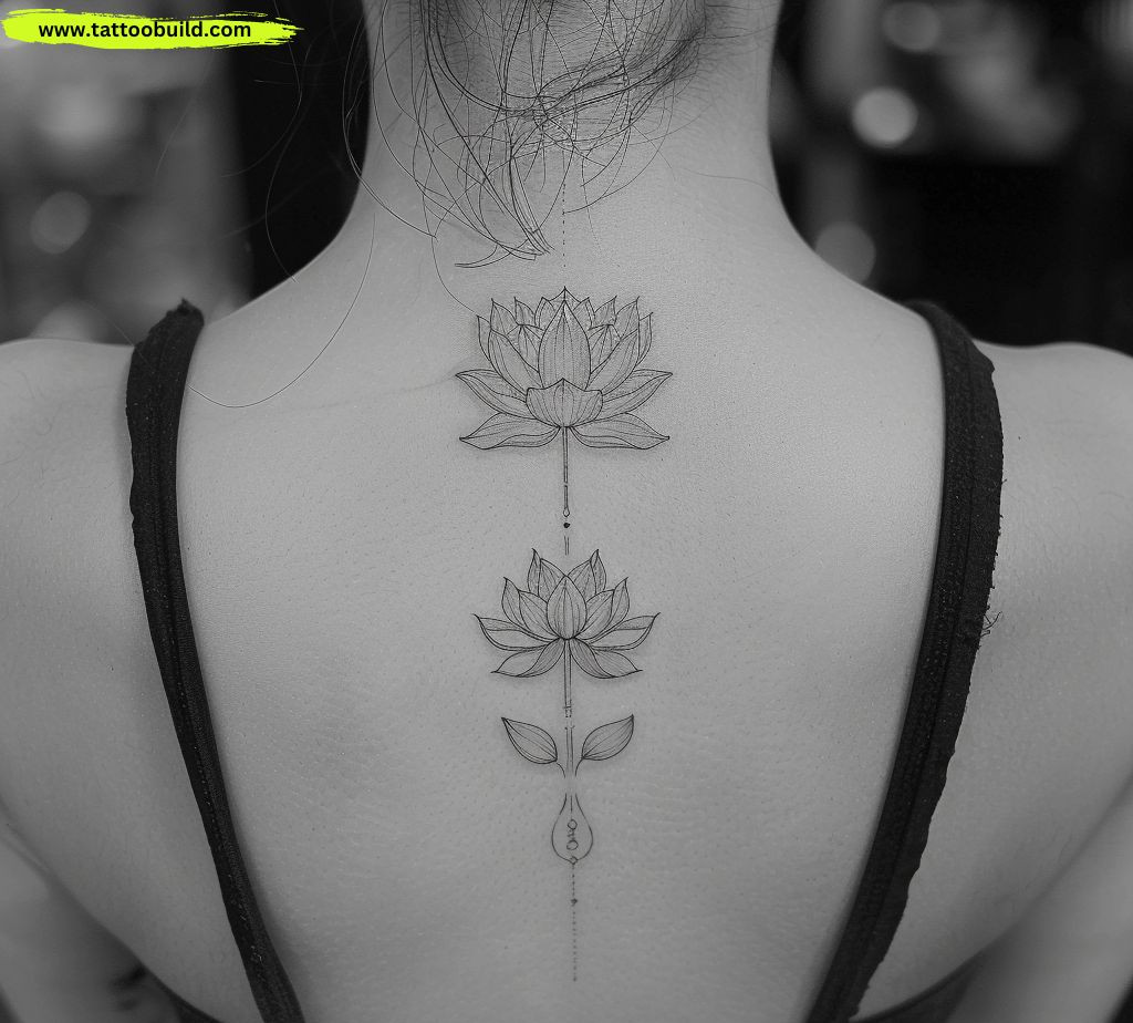 lotus flower back tattoo for women
