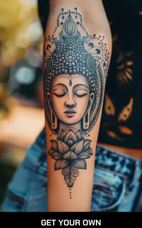 realistic buddha tattoo for women ladies