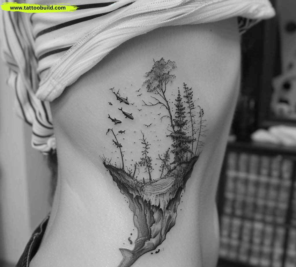 underwater scene side body tattoos for females