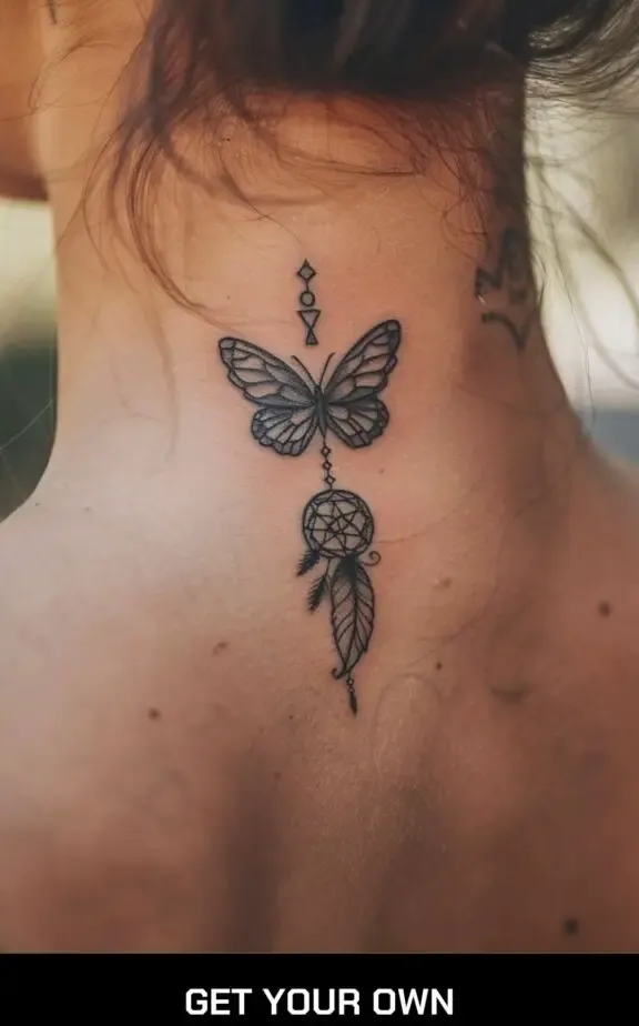 butterfly dreamcatcher tattoos for female