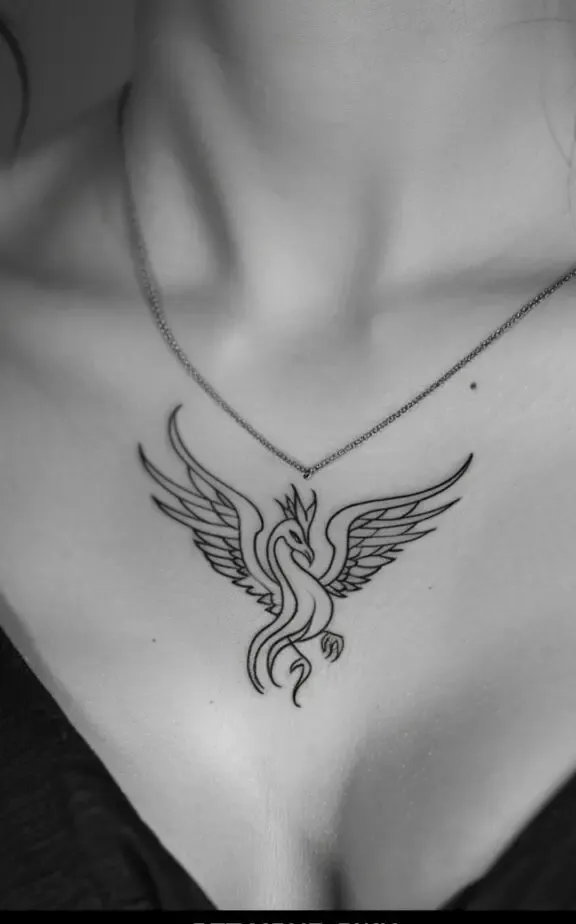 Phoenix Bird Chest Tattoos Females