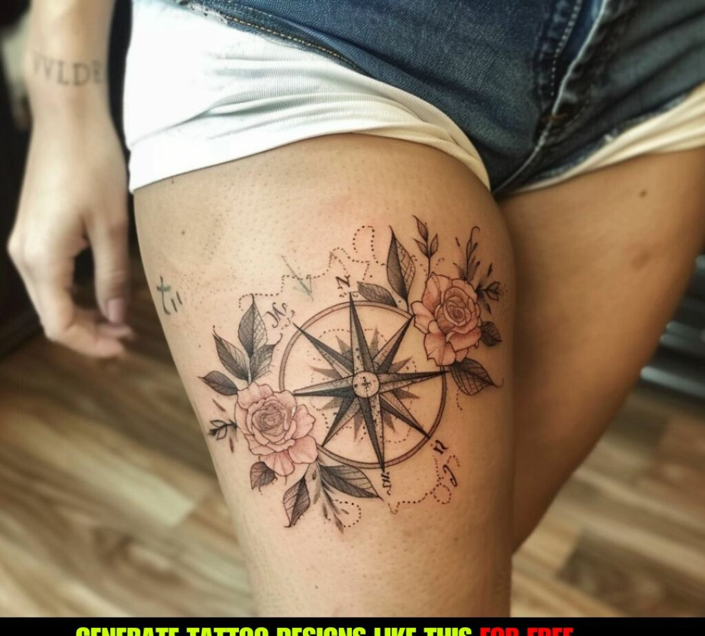 compass vintage tattoos for ladies