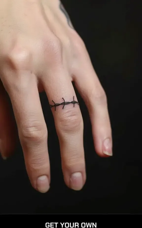 barbed wire finger tattoo design idea