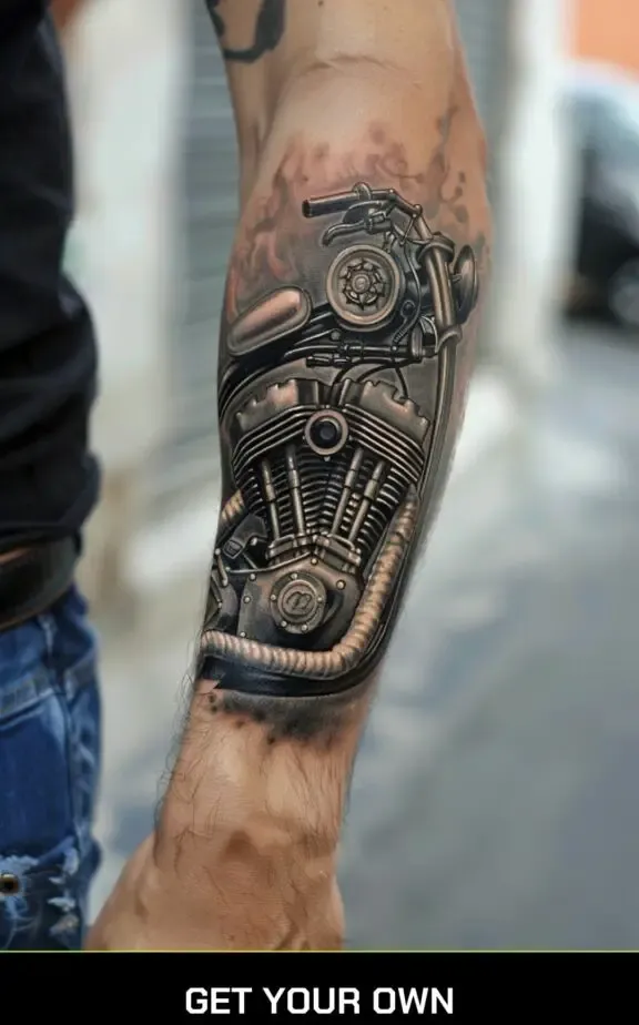 motorcycle engine tattoo