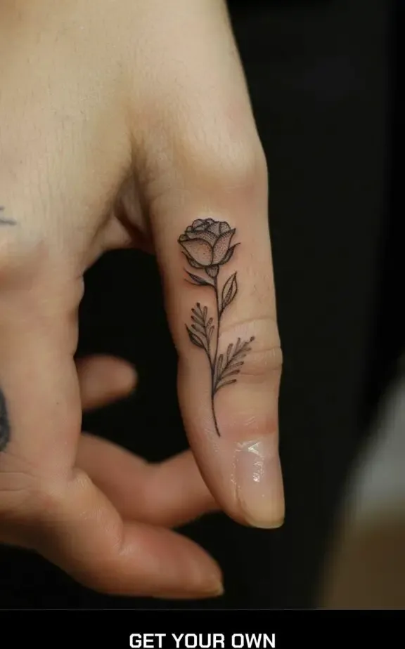 finger floral tattoo