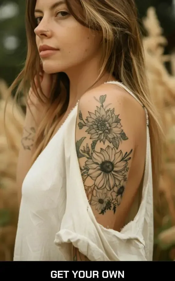 sunflower bouquet tattoo idea