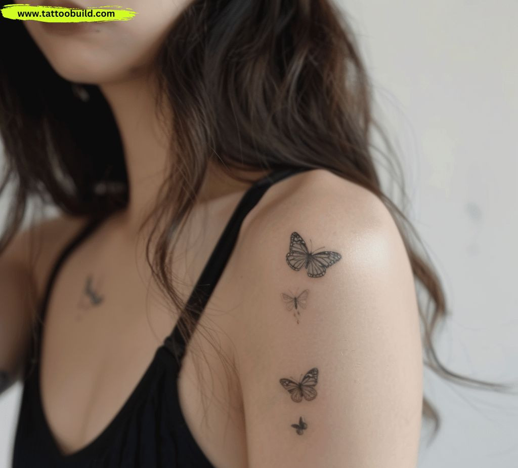 butterfly shoulder tattoo for ladies