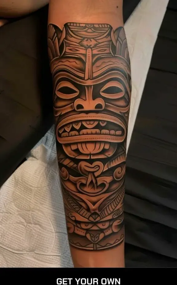 tiki figure Polynesian tribal tattoo idea