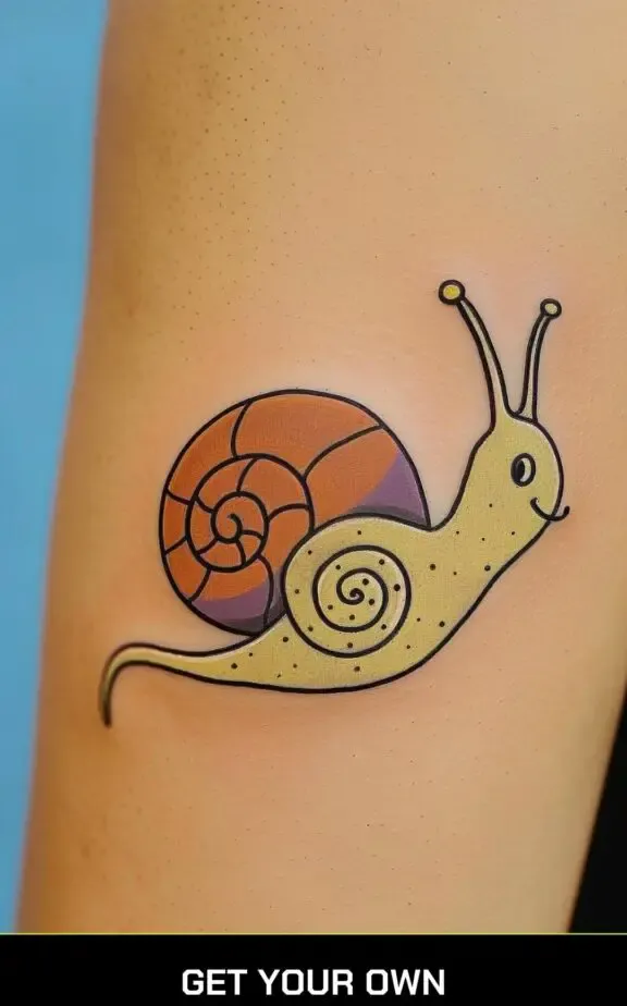 a tattoo of the snail from adventure time