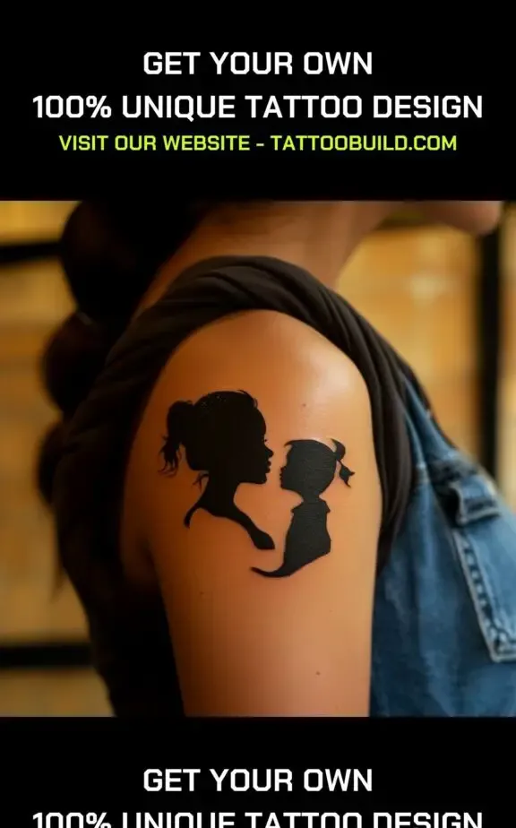 silhouette tattoo for mother and daughter