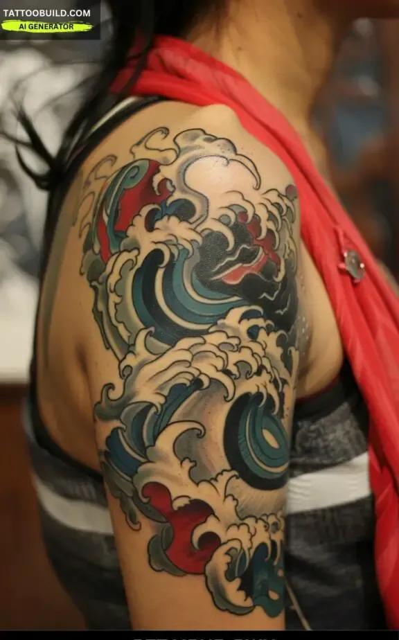 wave shoulder tattoo