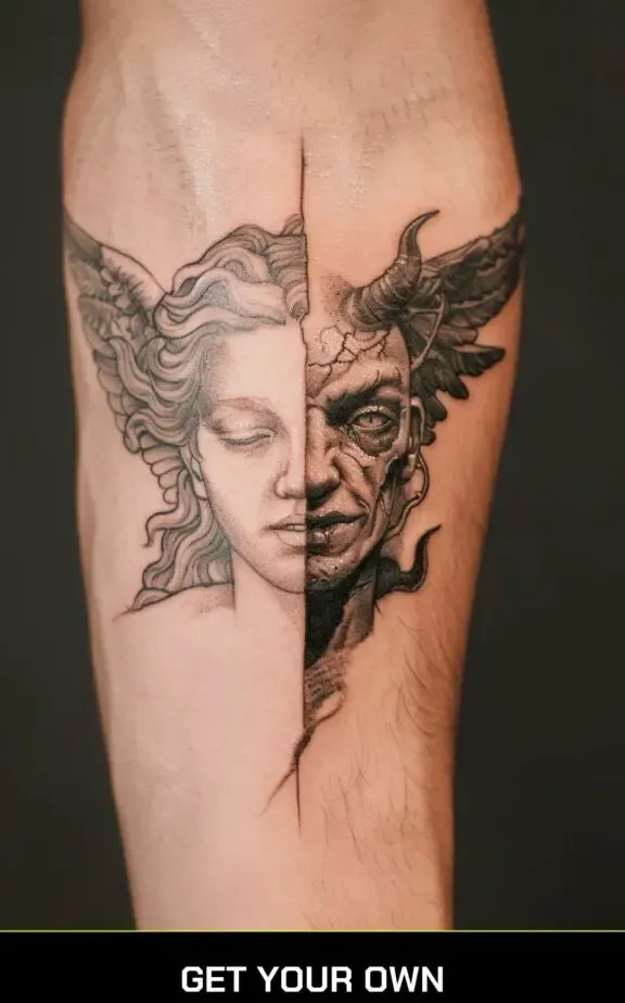 half angel and devil tattoo