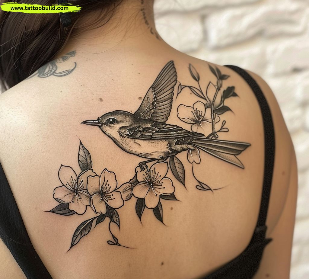 black and gray swallow  traditional tattoo
