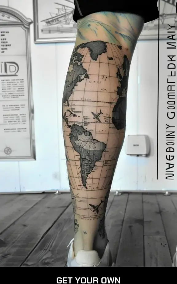 map leg tattoo