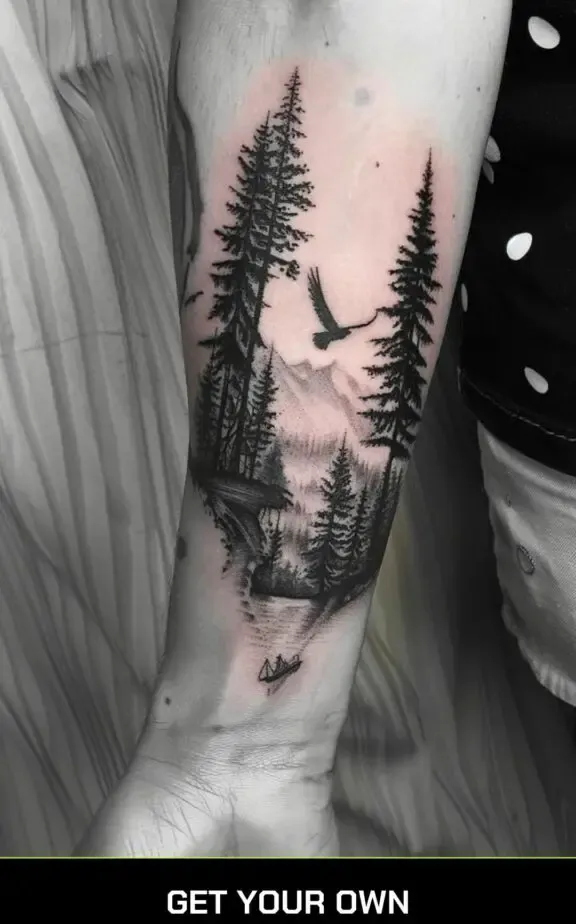 nature blackwork tattoo