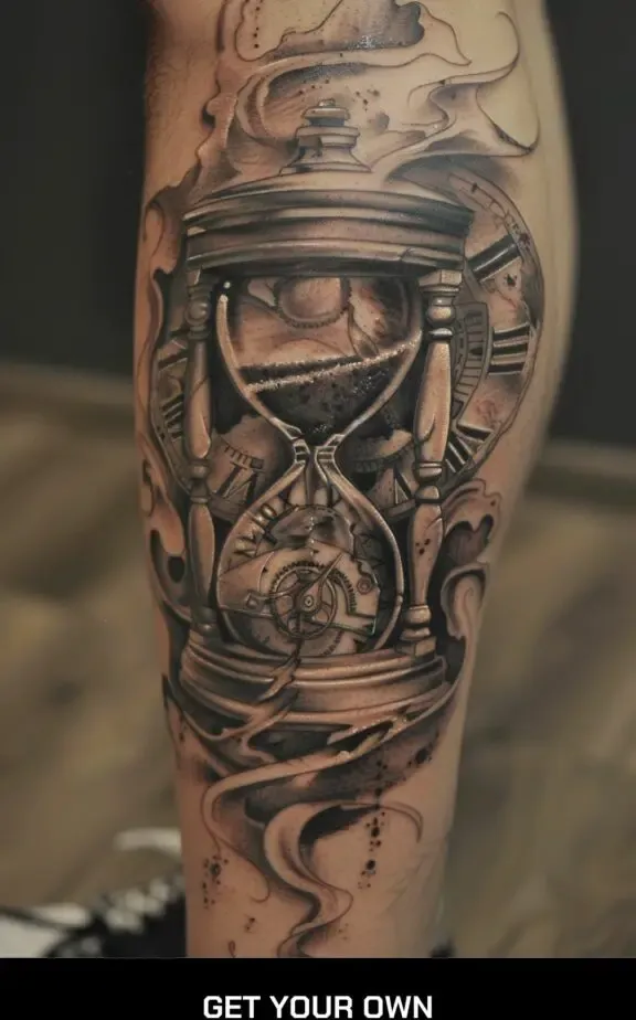 hourglass and skull tattoo