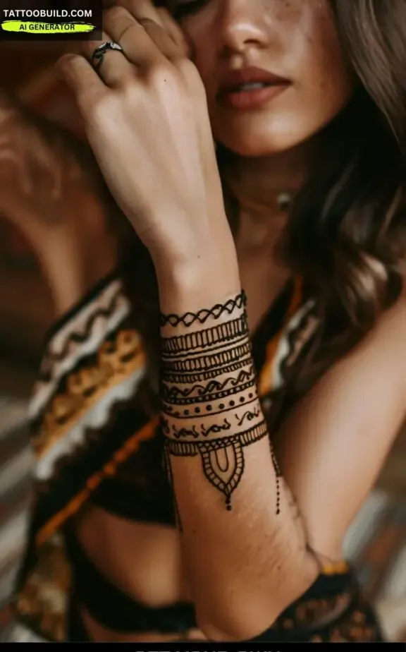 henna feminine bracelet tattoo