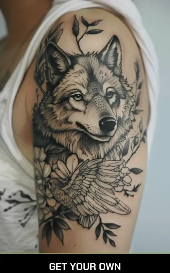 Blackwork wolf tattoo