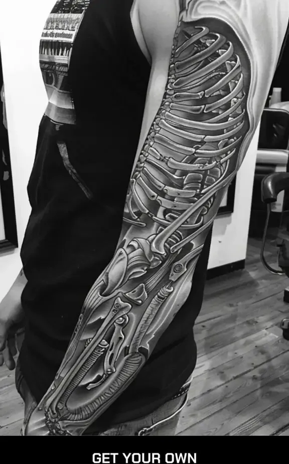 biomechanical sleeve tattoo