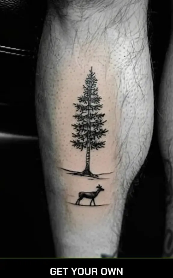 small tattoo designs for men: tree and dog tattoo