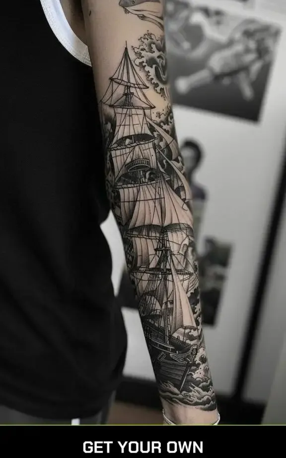 sleeve black work tattoo idea