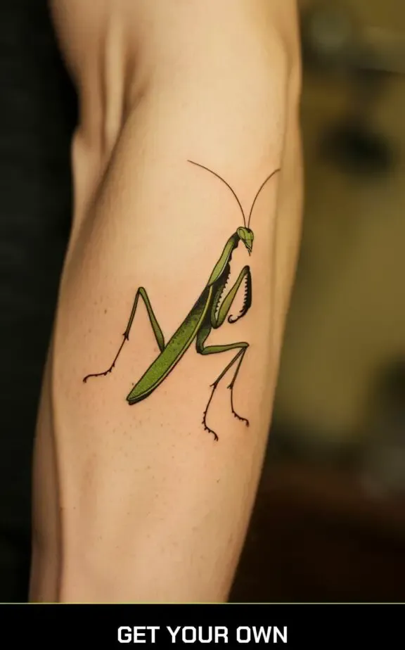realistic praying mantis tattoo
