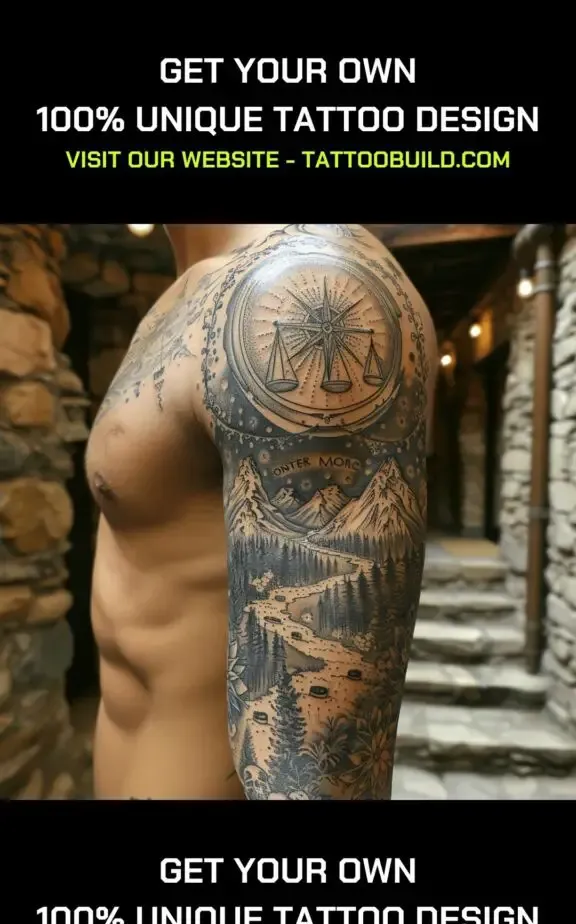 compass camping tattoo idea