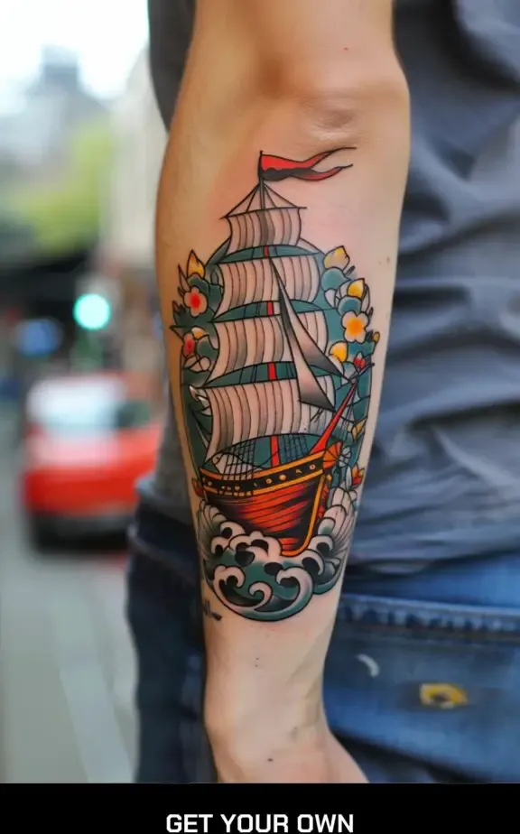 traditional sailor ship tattoo