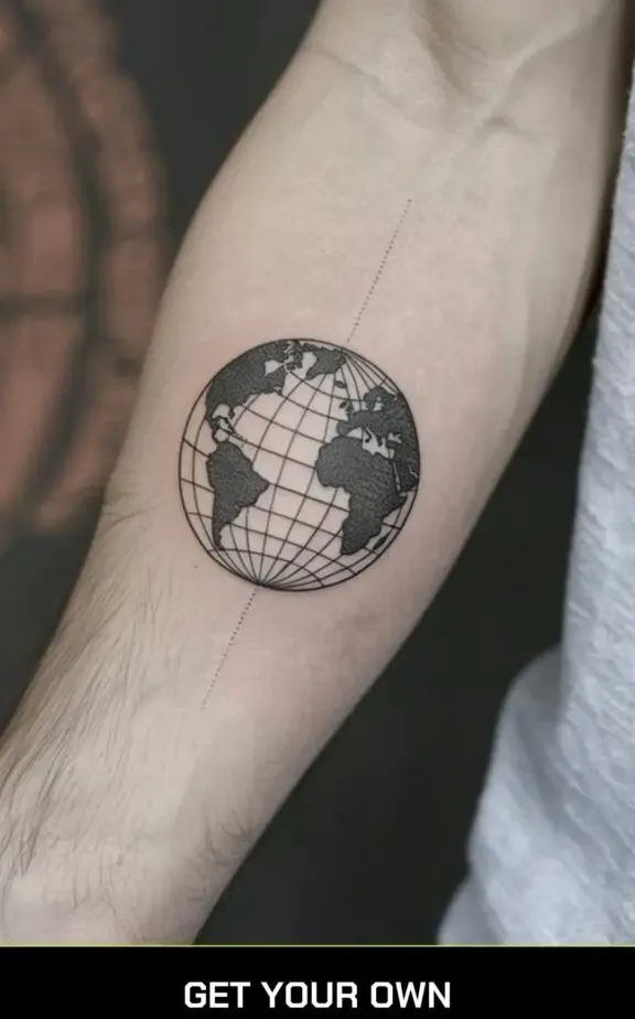 small tattoo designs for men: globe tattoo