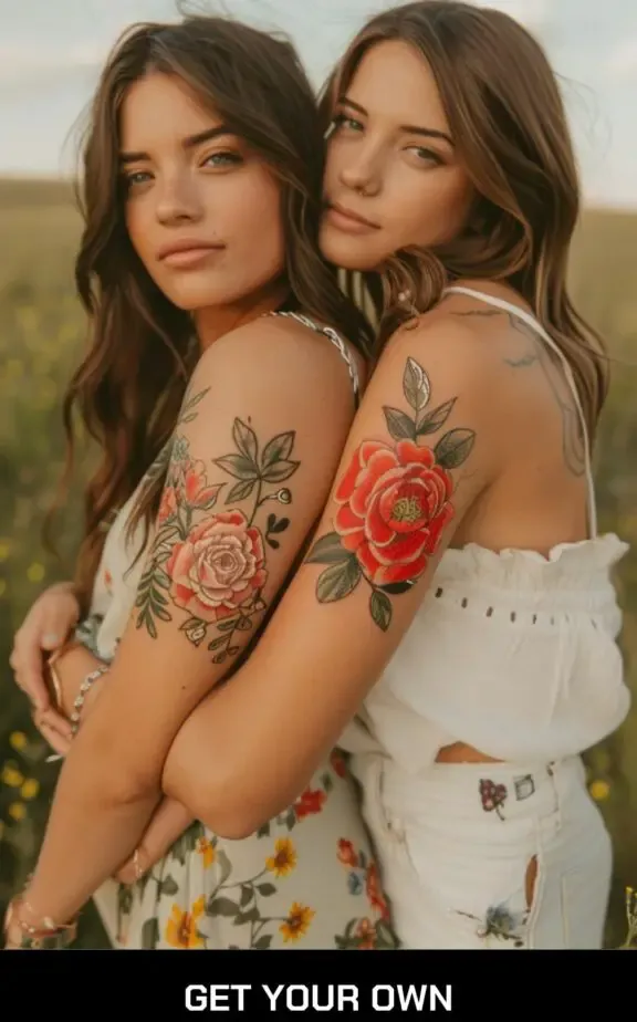 mother and daughter flower tattoo idea