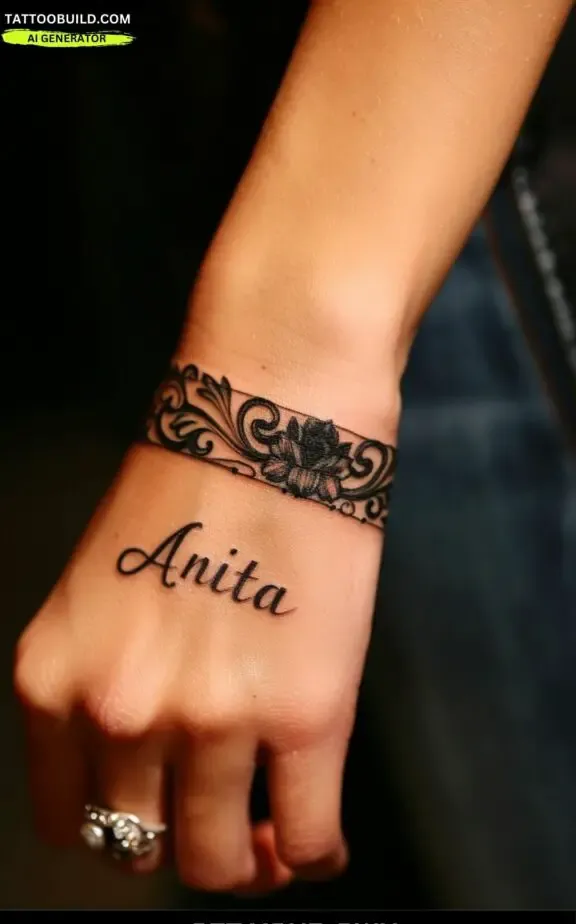 women bracelet script tattoo