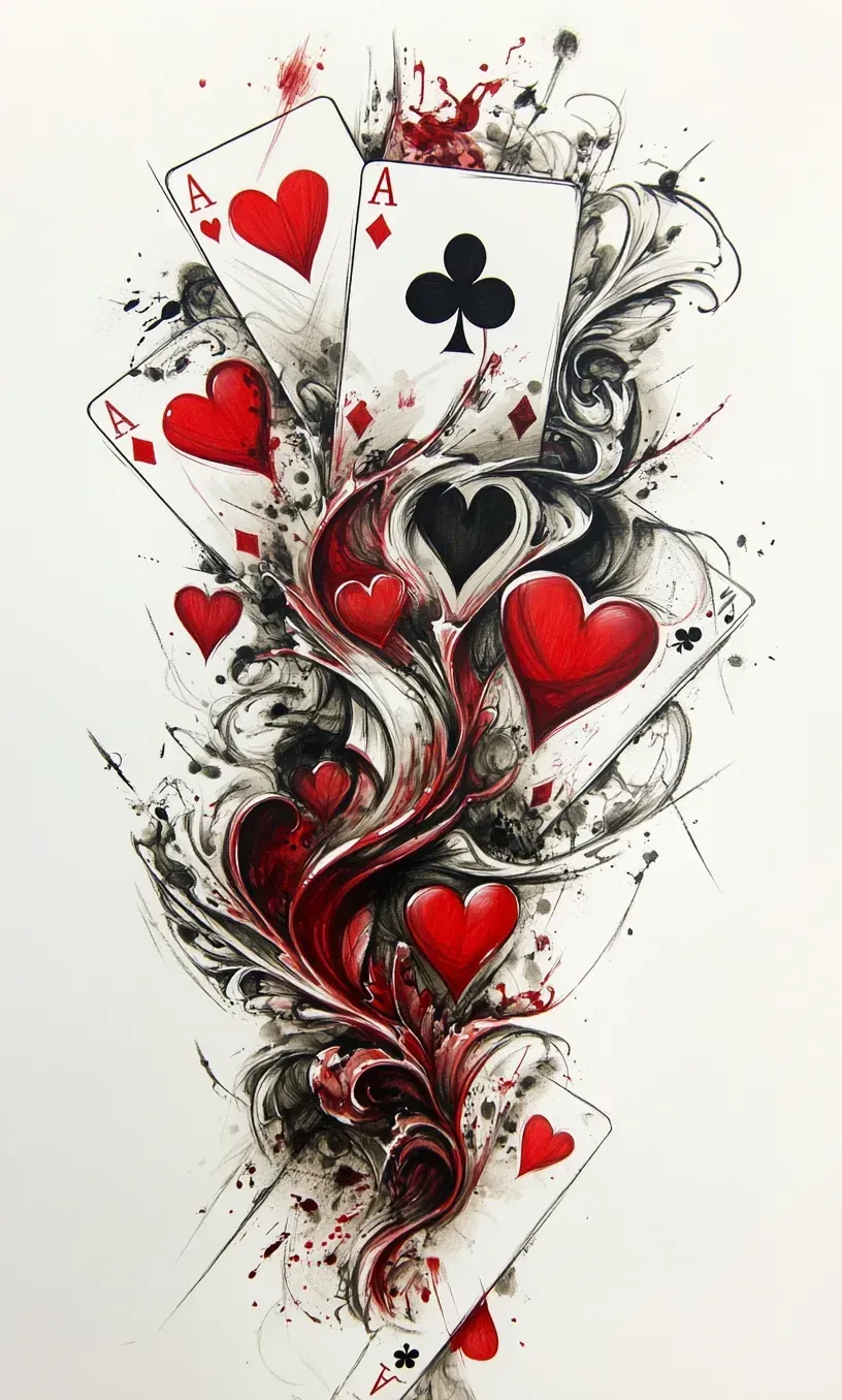 Playing Cards Tattoo Drawing-22