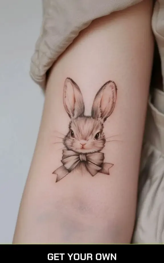 bunny with bow tattoo