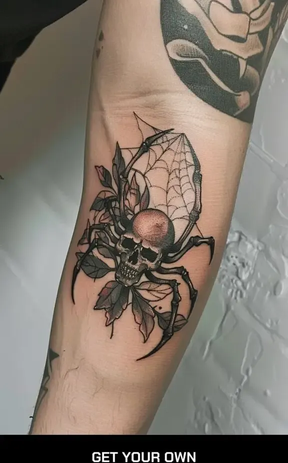 spider and skull tattoo design