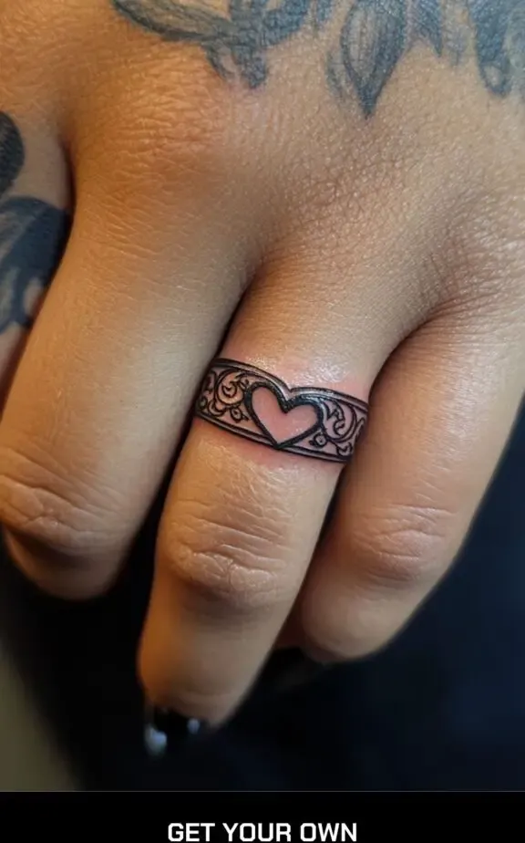 matching symbol wedding ring tattoo ideas