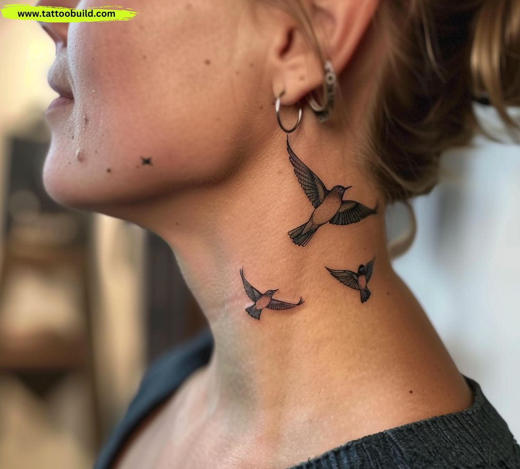bird neck tattoos for women