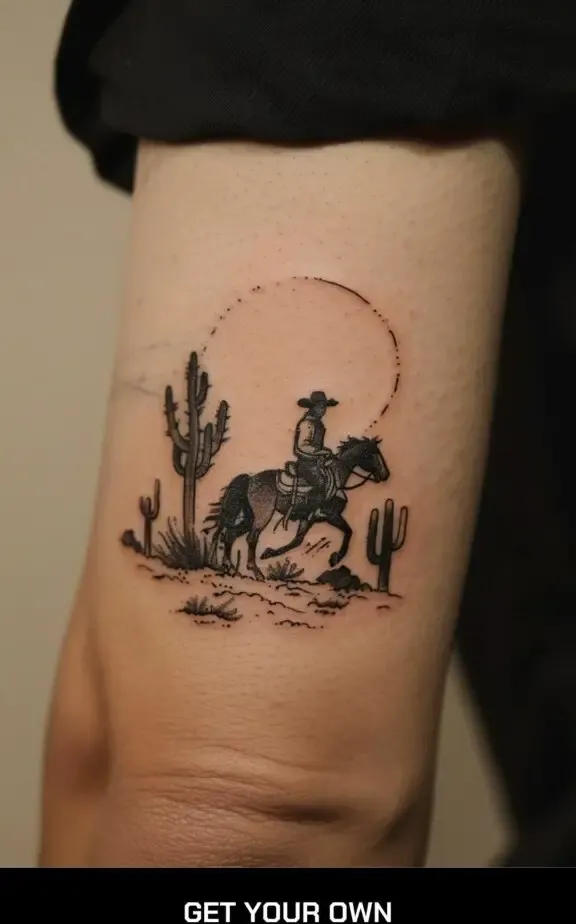 cowboy cactus and desert scene