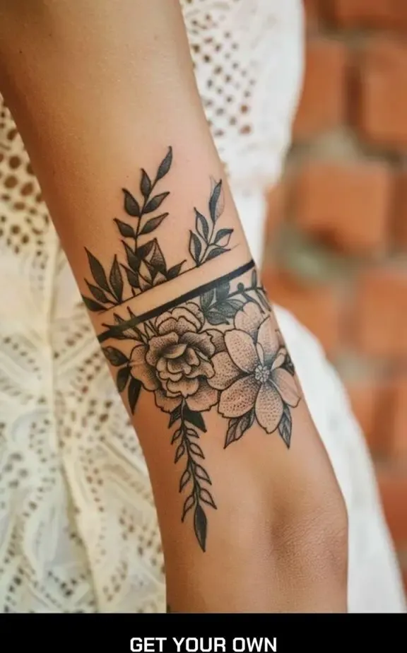 floral armband tattoo