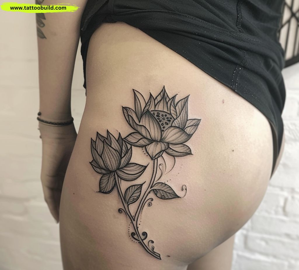 lotus hip tattoo for women