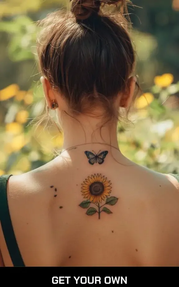 butterfly and sunflower tattoo idea