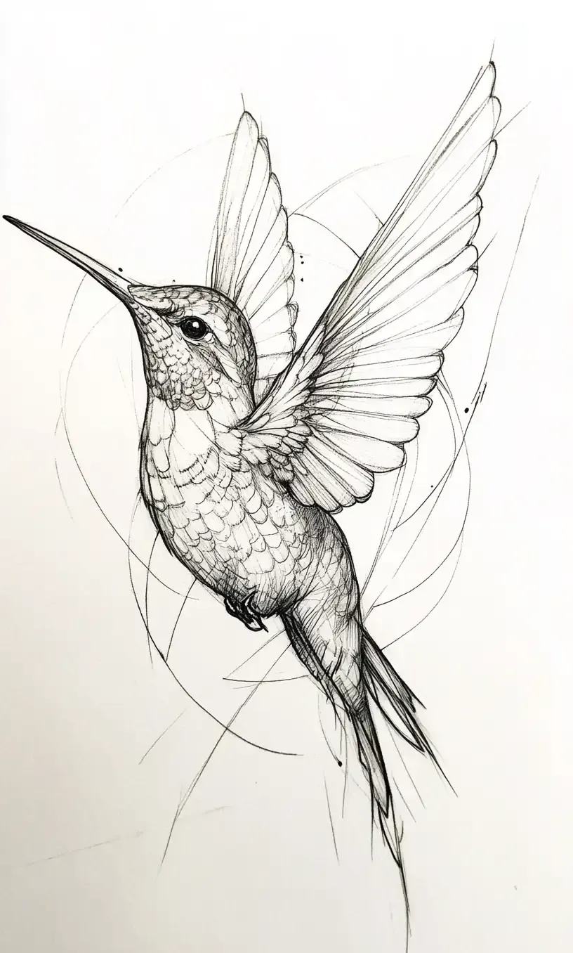 Hummingbird Tattoo Drawing-18