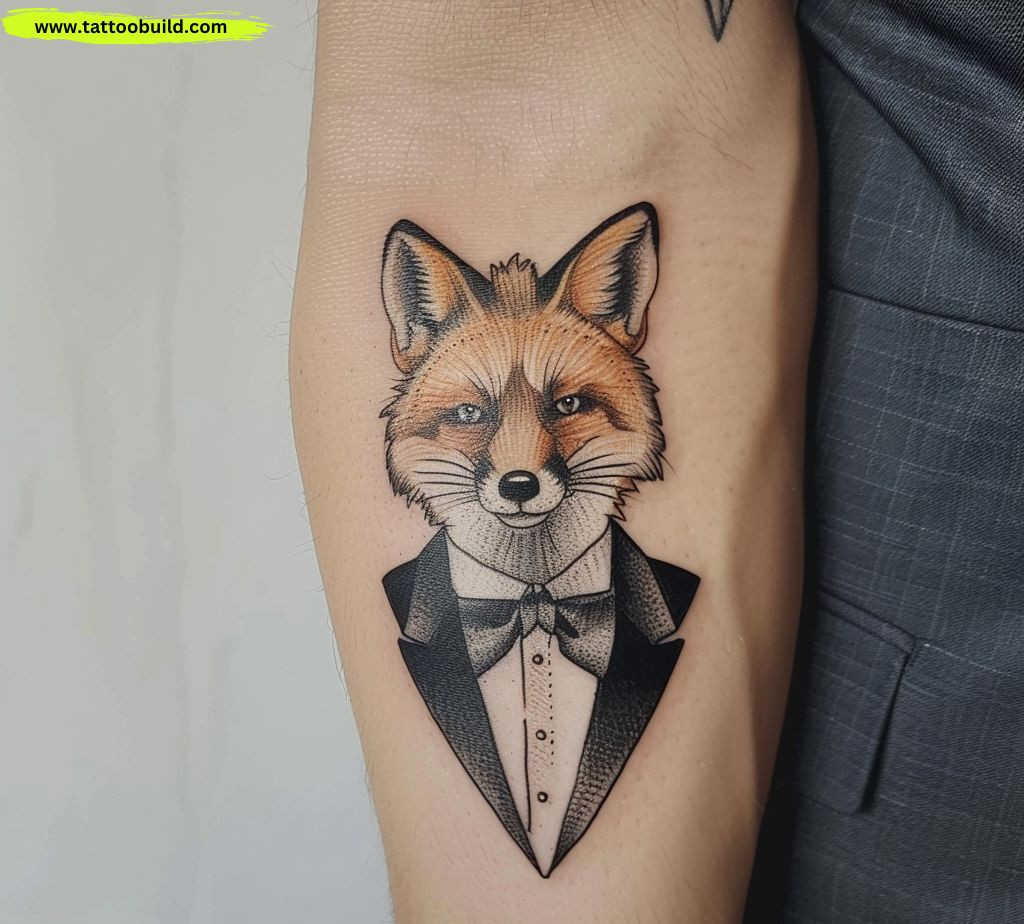 fox on tuxedo tattoo