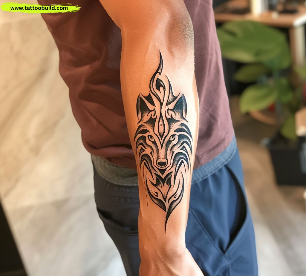 tribal wolf tattoo design