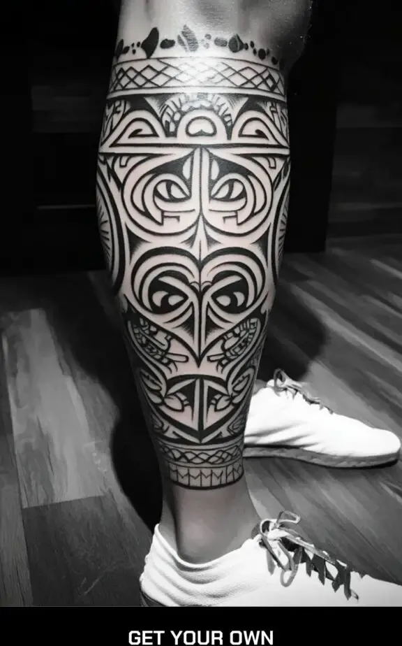 Maori leg tattoo