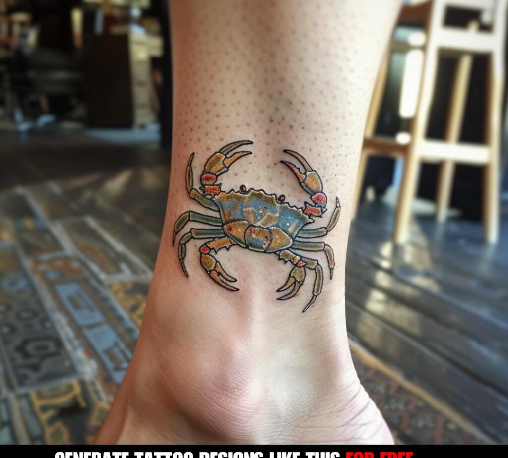 ankle crab tattoo
